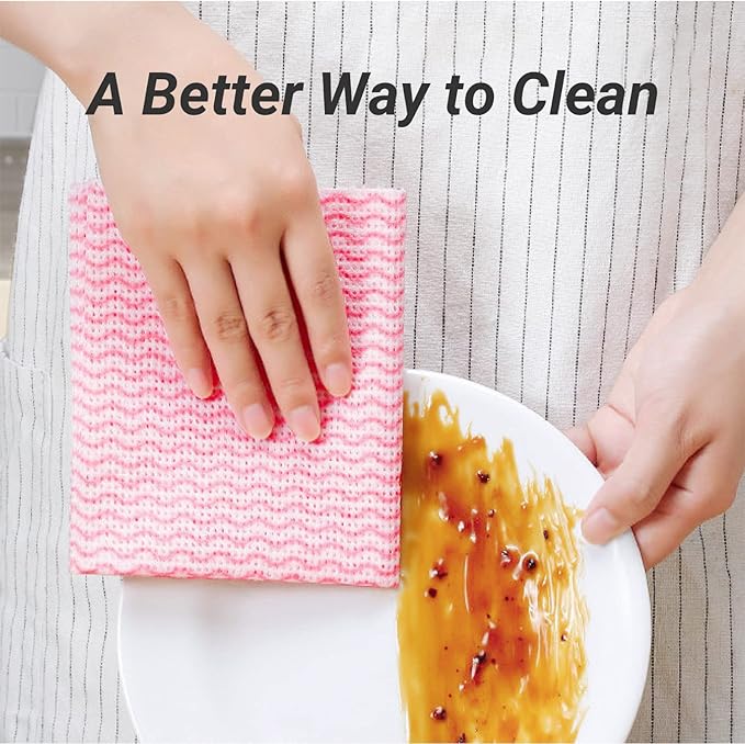 Disposable Dish Cloths Paper Towels, Domestic Cleaning Towels, Multipurpose Quick-Dry Rag Dish Cloths Heavy Duty Handy Wipes for Kitchen 75 Count 14.2"X15.7", Red