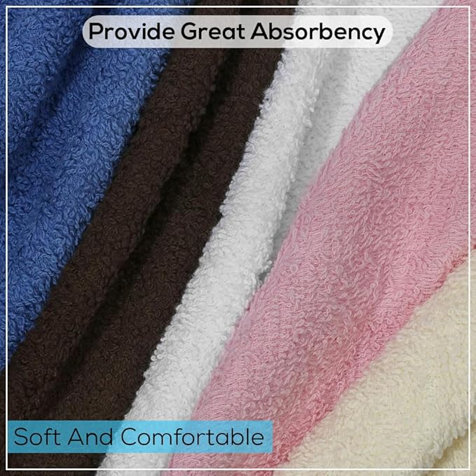 SIMPLI-MAGIC Cotton Wash Cloths 12"x12" (50 Pack) – Highly Absorbent Soft Towels – Commercial Terry Washcloth for Face, Hand, Bath, Kitchen, Gym & Hotel (Multicolor)