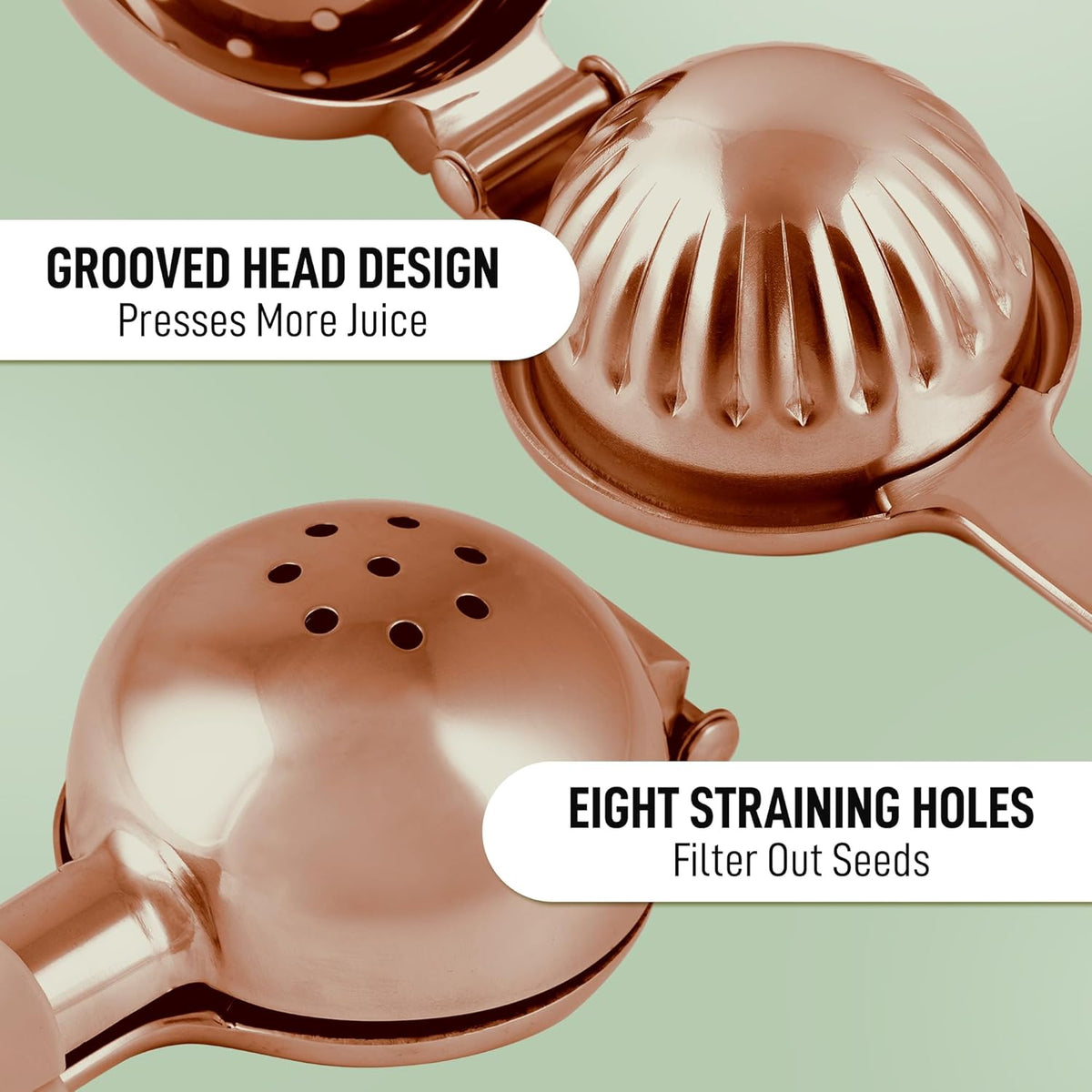 Zulay Kitchen Lemon Squeezer Stainless Steel - Premium Quality, Heavy Duty Solid Metal Squeezer Bowl - Large Manual Citrus Press Juicer and Lime Squeezer Stainless Steel - Rose Gold