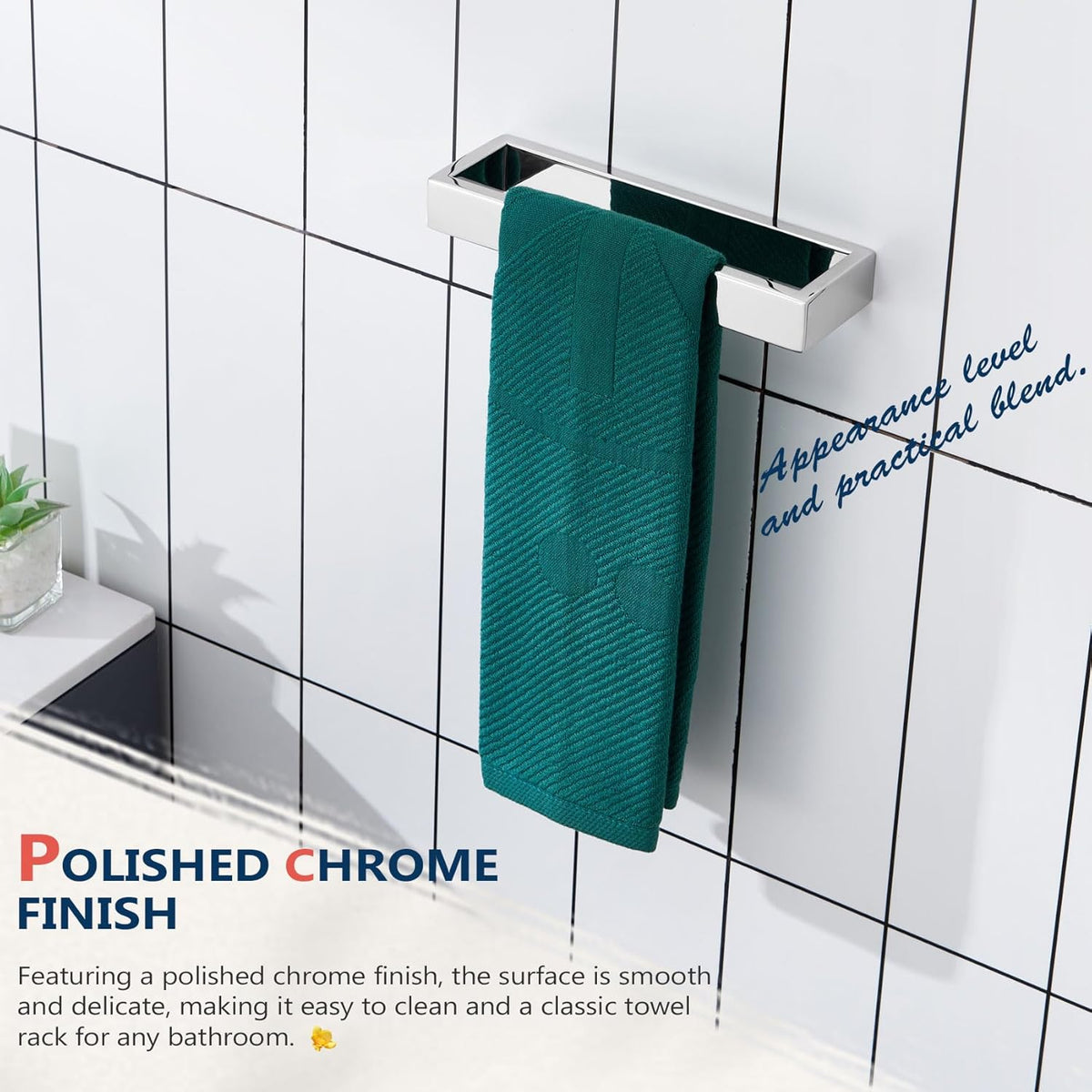 KOKOSIRI Towel Ring Chrome Hand Towel Bar Rack 9-Inch Kitchen Holder Polished Stainless Steel for Bathroom Hardware Wall Mounted, 1 Pack B4008CH-L9