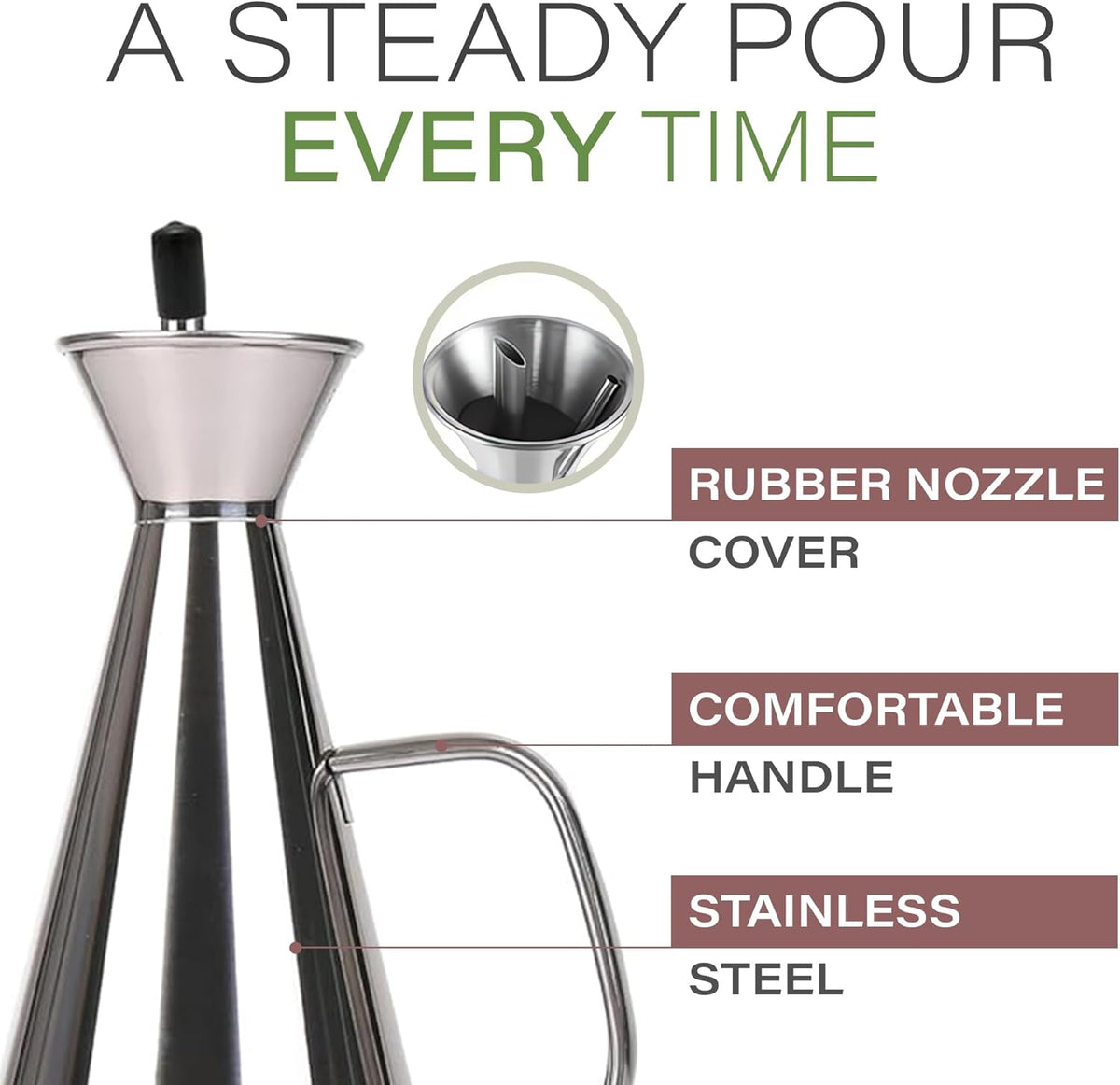 Olive Oil Dispenser Bottle Copper Stainless Steel Non Drip Leak Proof No Mess Vinegar Pourer & Kitchen Drizzler 8.5 oz 250ML 0.25 Litre Great for Pouring & Drizzling Easy to Clean & Leakproof