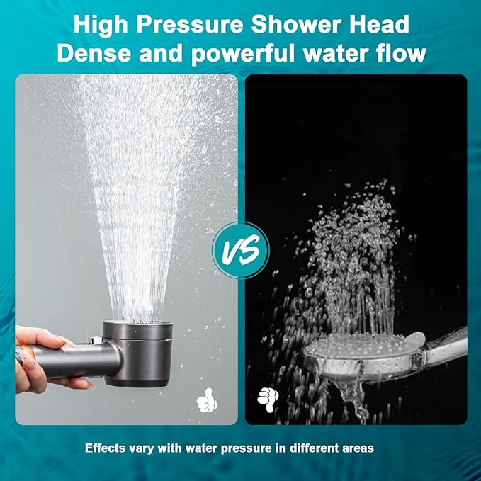 High Pressure Showerhead with Filters, Filtered Shower Head Handheld with ON/OFF Switch,Extra Long 79-inch Hose and Adjustable Angle Bracket Extra Low-Reach Adhesive Wall Mount for Kids (Gray)