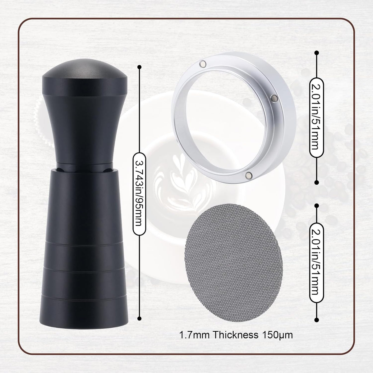 51mm WDT Tool Espresso Accessories Kit,GdHaHSP Dosing Funnel and Puck Screen Set,Espresso Stirrer Distribution Tool,Espresso Whisk for espresso tools