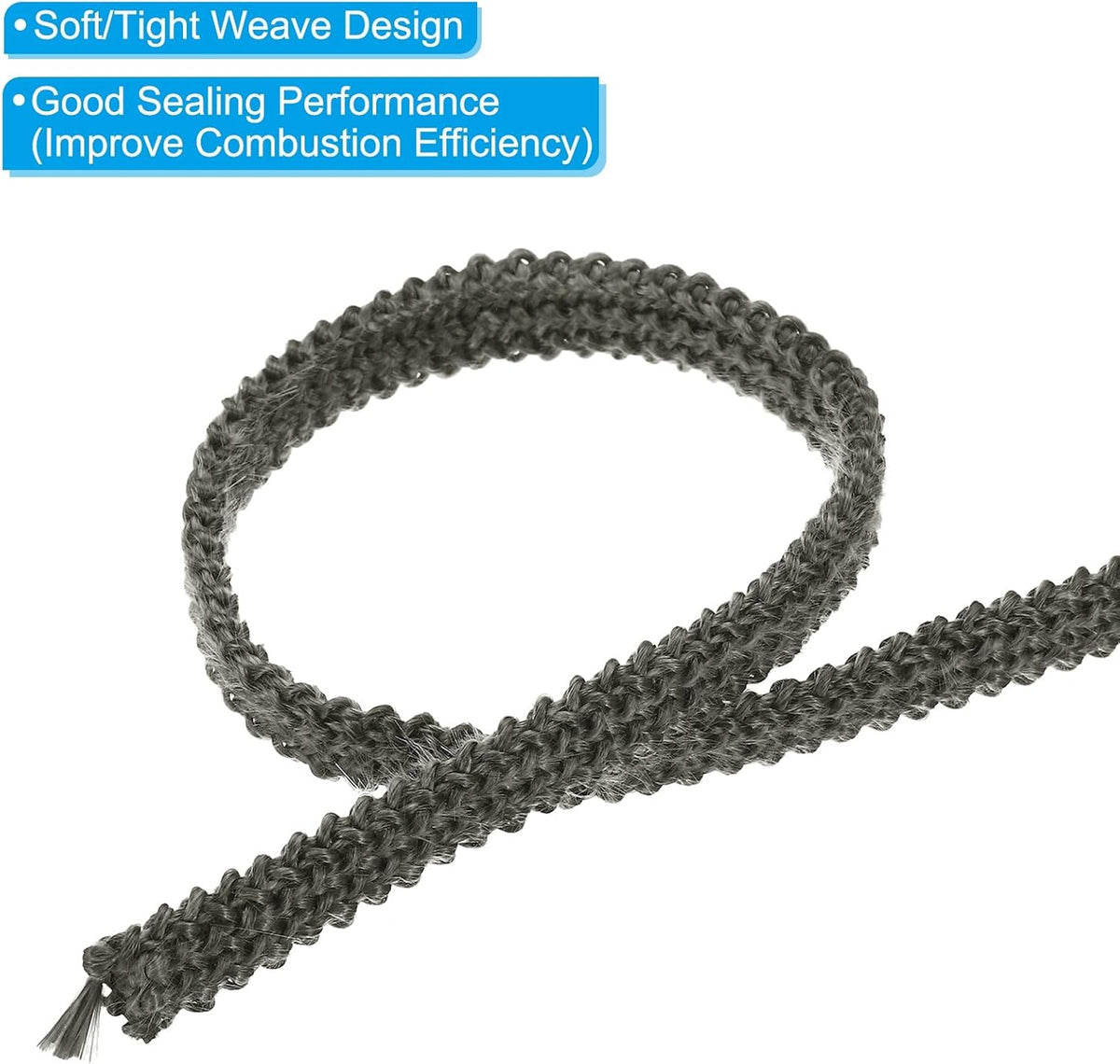 PATIKIL Wood Stove Gasket, 2Pcs 3/8" x 1/8" x 118" Flat Graphite Fiberglass High-Temperature Resistance Seal Rope for Stoves Fireplace Door, Black