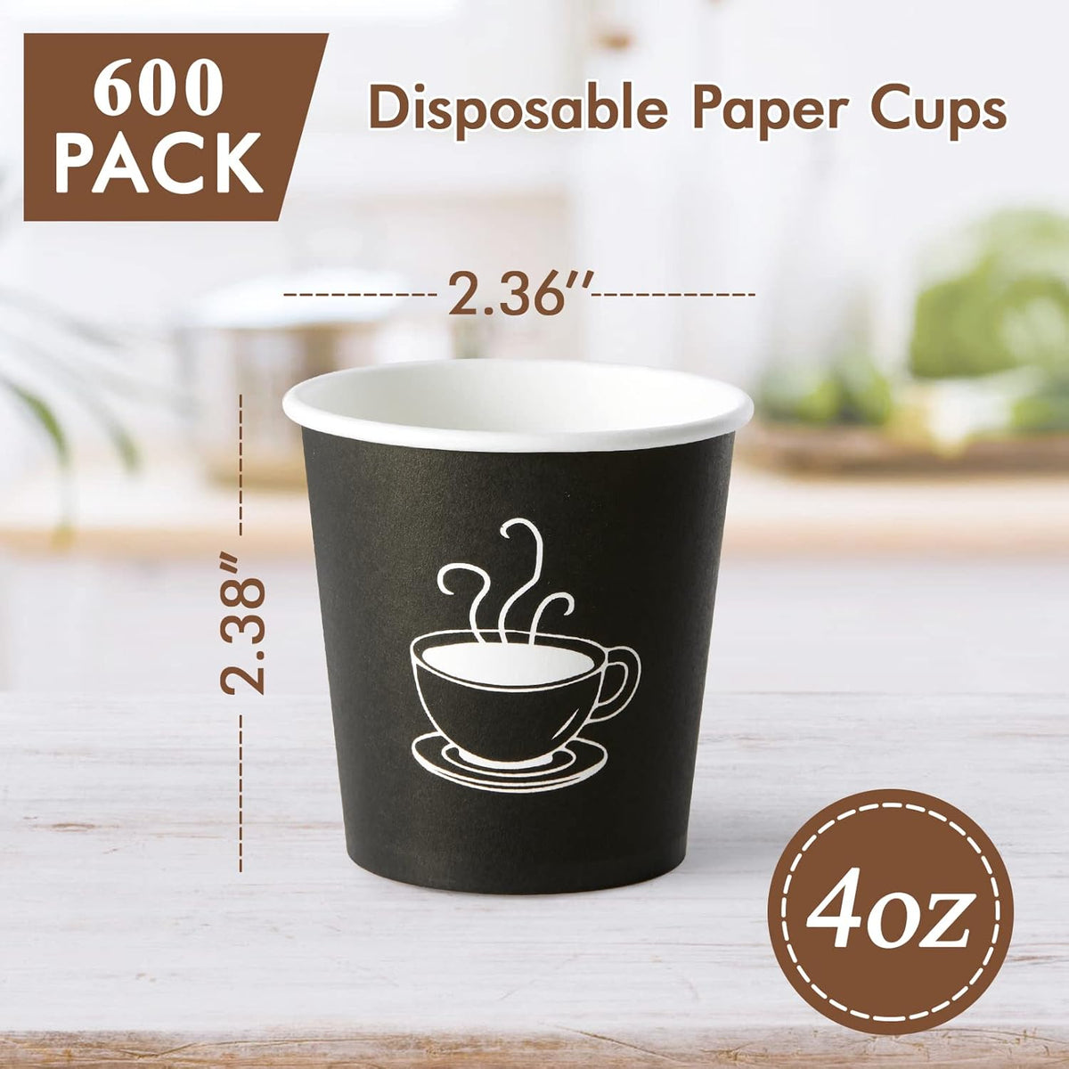 600 Pack 4 oz Paper Cups, Small Disposable Coffee Cups, Paper Espresso Cups, Hot/Cold Drinking Cups for Party, Picnic, Travel and Events