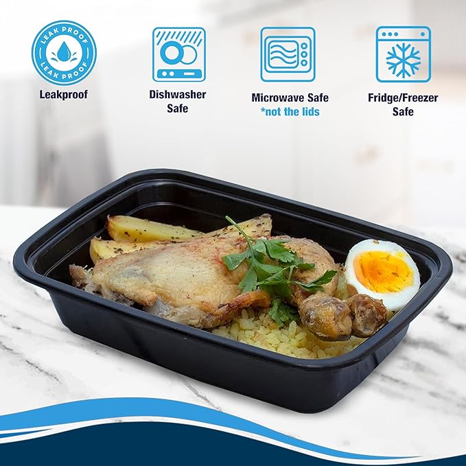 Ruthy's Outlet Meal Prep Containers W/Lids -Square Food Storage – BPA-Free| Stackable | Microwave | Freezer & Dishwasher Safe | Reusable Lunch Bento Box Portion Control & Planning (15 Pack, 16 oz)