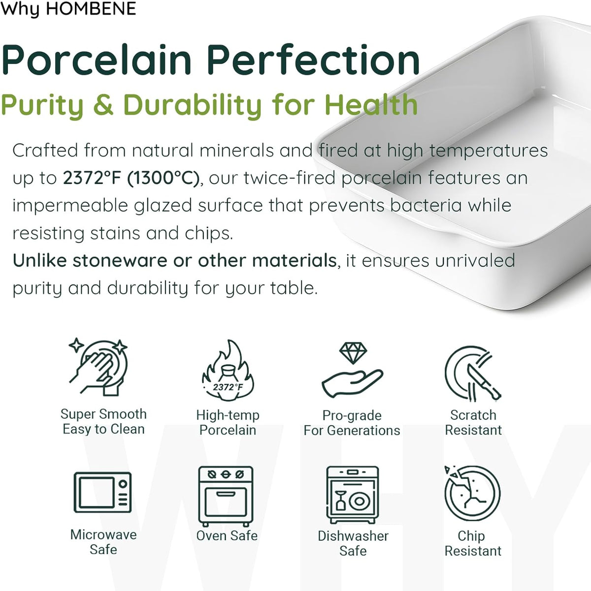 Ceramic Baking Dish Set for 2, Casserole Dish,Ceramic Baking Pan, Bakeware for Baking, Kitchen Decor, Microwave Oven Safe (3.3QT/4.2QT)