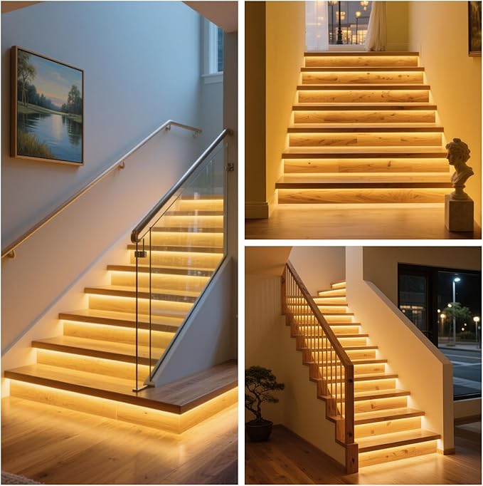 Intelligent 16-Step Motion Sensor Stair Light for Indoor, 40 inches Long Cuttable Motion Lights for Stairs (16 Stairs,3000K)