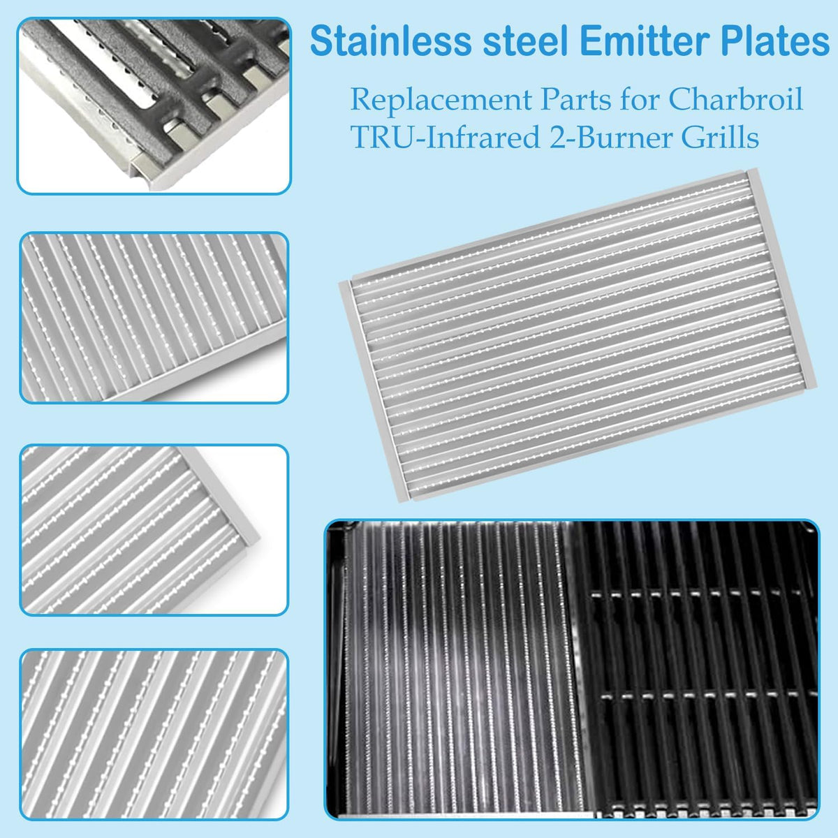 Cast Iron Grill Grates and Emitter Plates for Charbroil TRU-Infrared 463644220 463632320 463642316 463675016 463644220 463245518 463675016P1 463642316 463644220 G362-2100-W1, G369-0030-W2