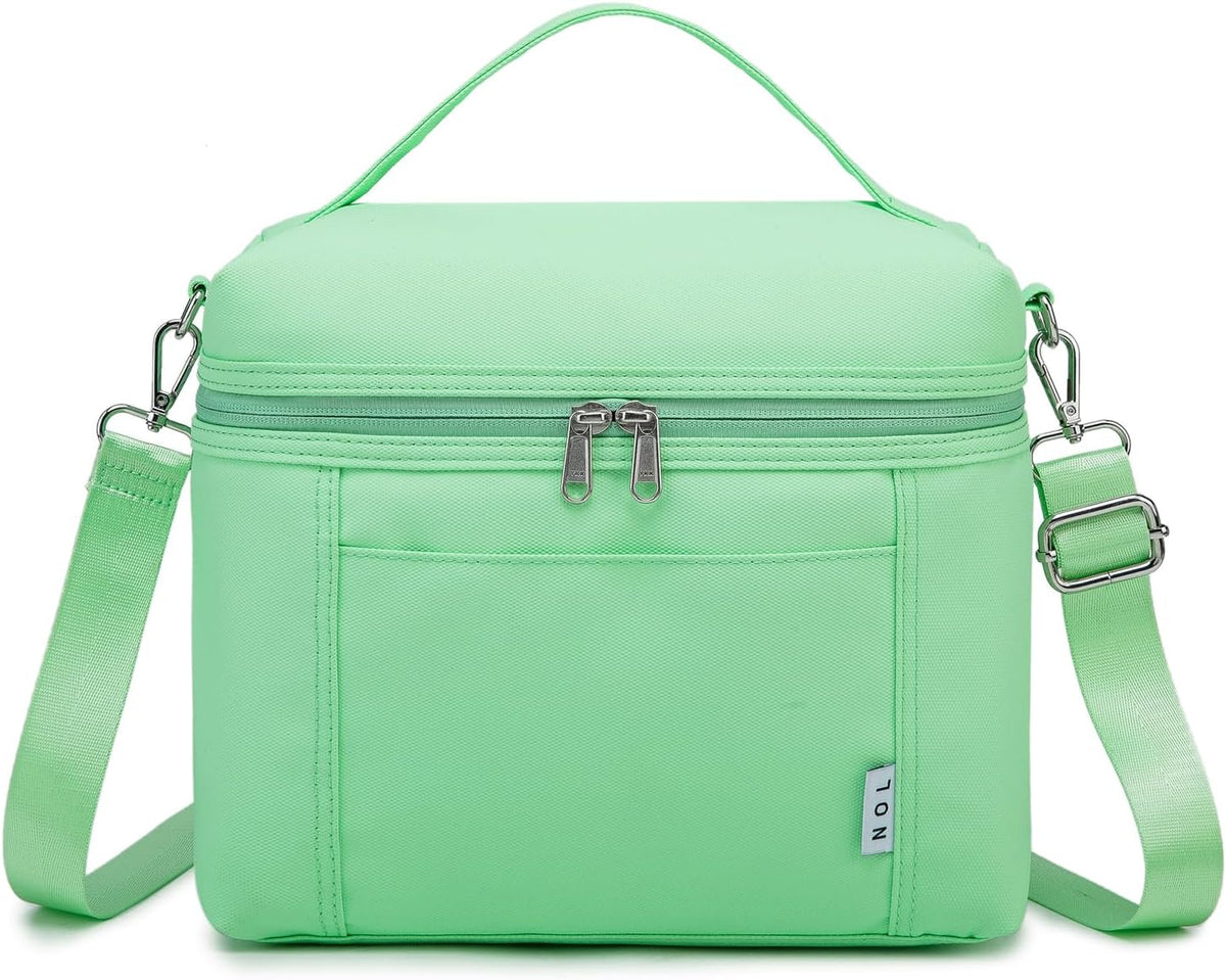 NOL Natural Organic Lifestyle Insulated Lunch Bags for Women Cooler Bag Lightweight Nylon Waterproof Lunch Box For Work (Medium(normal), Mint green)