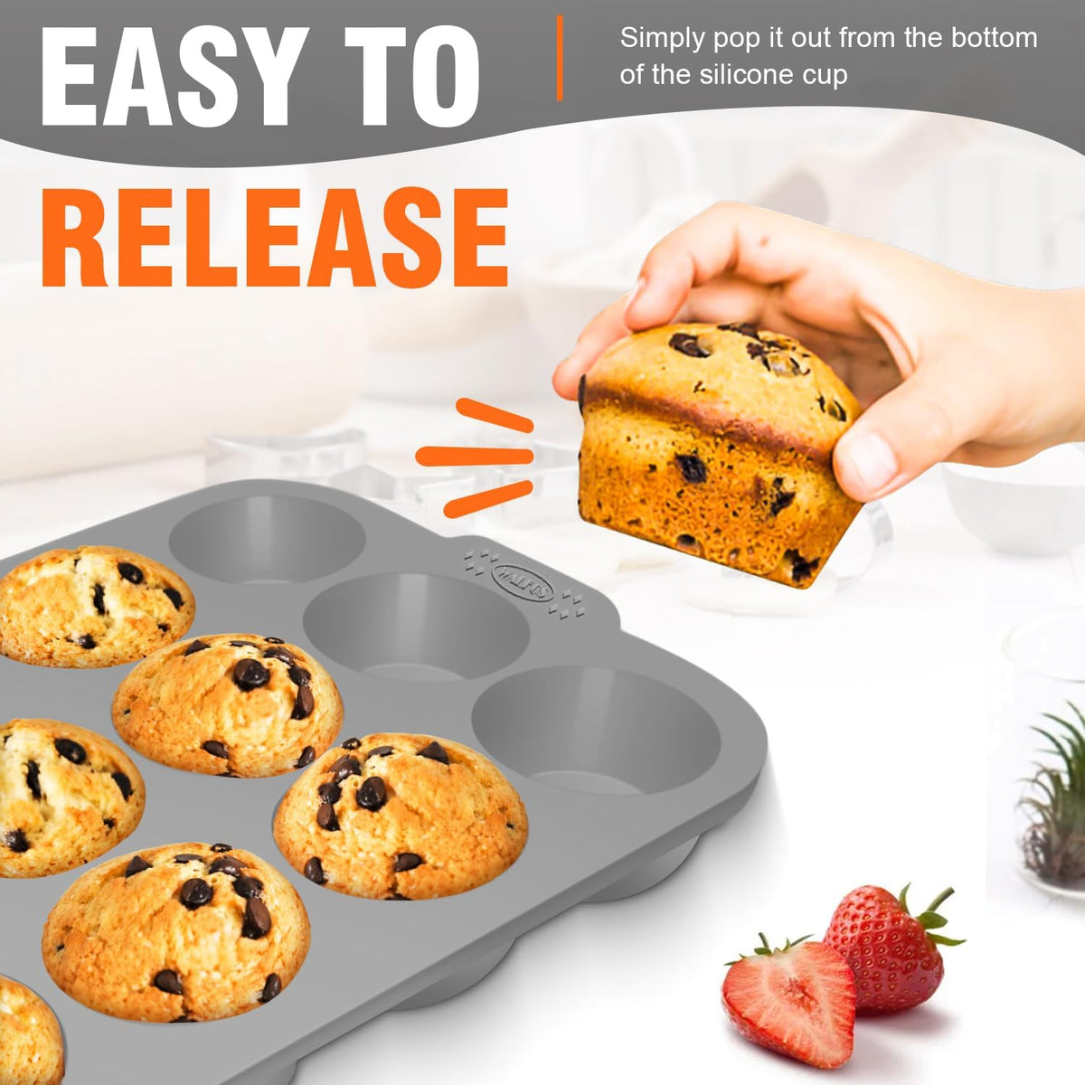 Walfos Silicone Muffin Pan with Metal Frame, 2.8 Inch Regular Size Silicone Cupcake Pan Muffin Tin, Non-Stick 12 Cups Egg Bites Molds for Baking 2 Pack, BPA Free, Dishwasher Safe