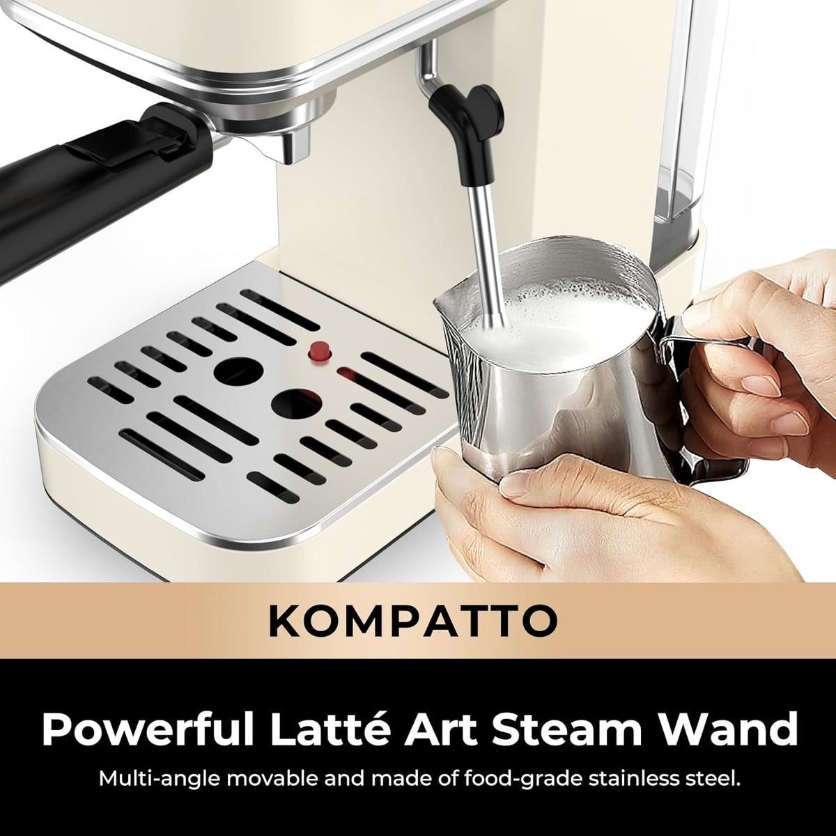 CHULUX Slim Espresso Machine with Milk Frother Steam Wand, 20 Bar Professional Italian Pump Semi Automatic Espresso Coffee Machine for Home Cappuccino & Latte Maker, Creamy