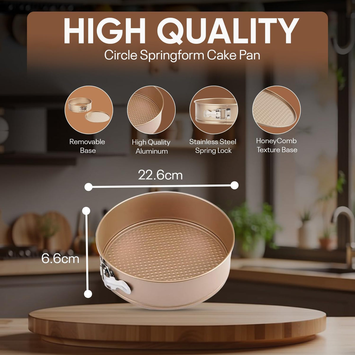 Good Dee's Circle Springform Cake Pan 9” - Non Stick Ceramic Coating - Free From Forever Chemicals - Perfect for Birthday Cakes, Tartes, & More - Cream