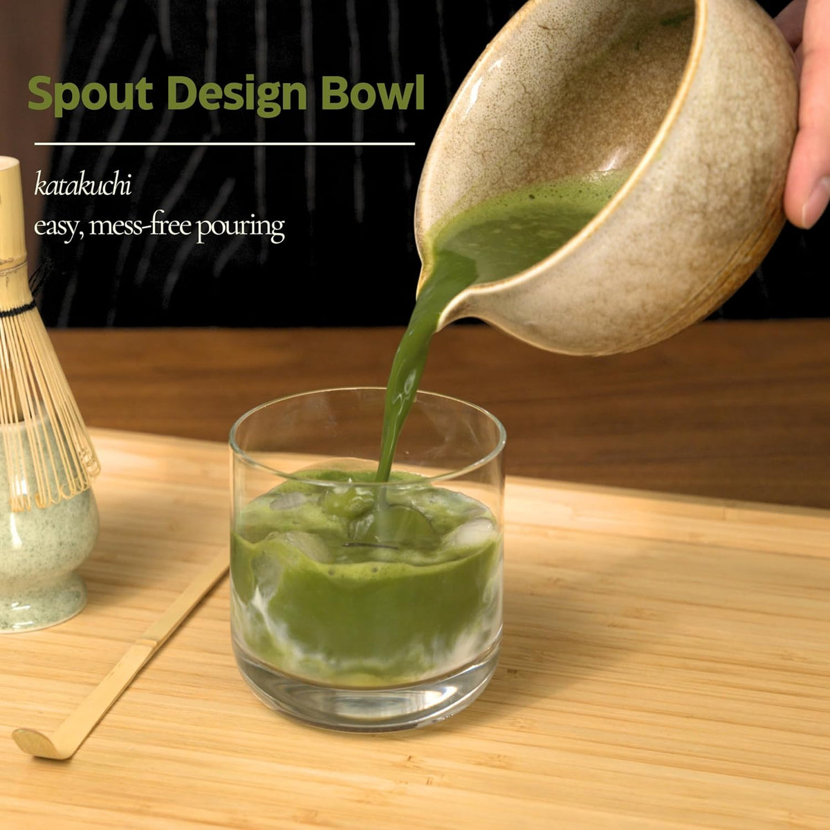 Matcha Whisk Set, Matcha Set, Handcrafted Bamboo Chasen & Ceramic Bowl Matcha Kit, 5 Pcs Matcha Set Whisk and Bowl with Stainless Steel Sifter, Bamboo Scoop & Holder for Matcha Tea Ceremony,Taupe