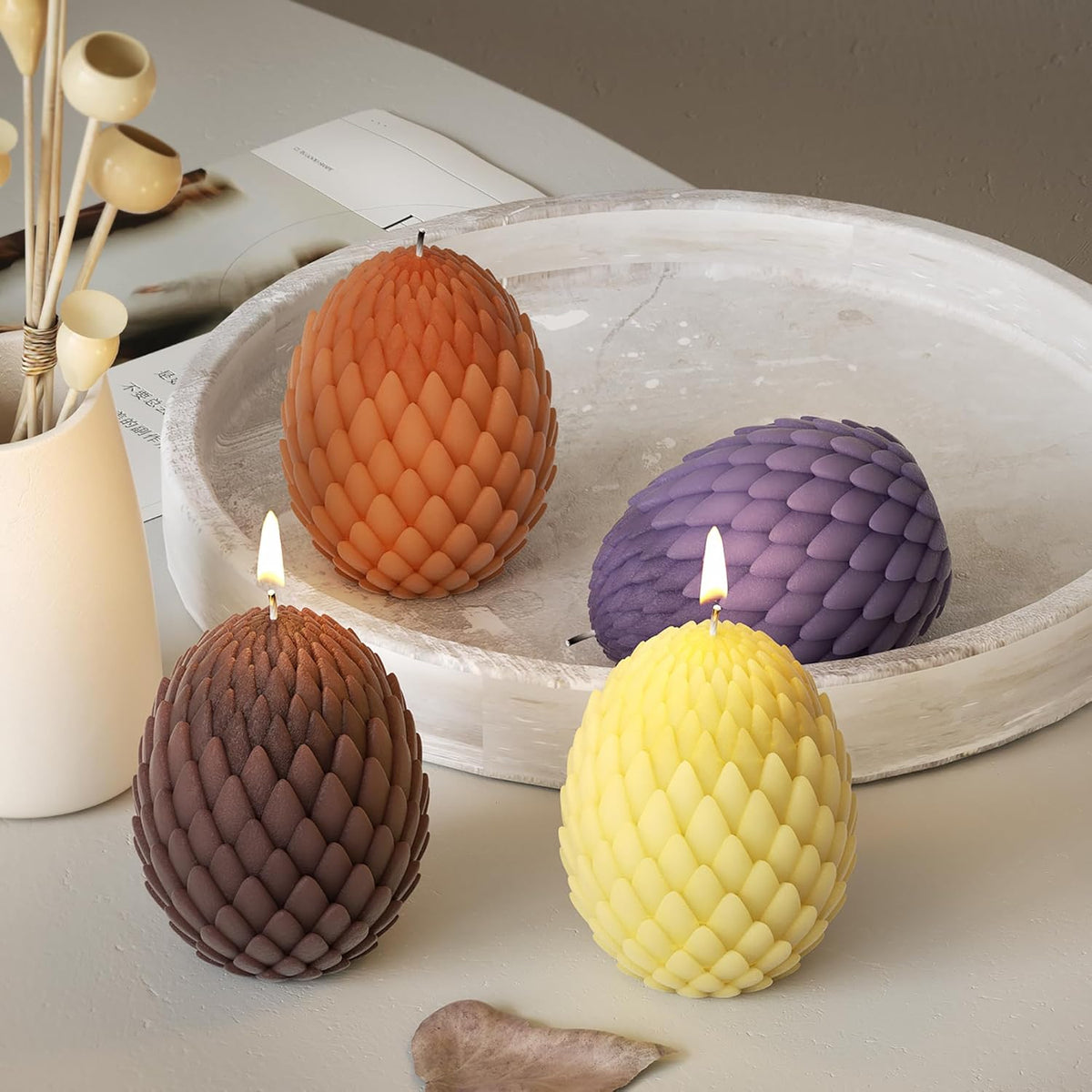 Dragon Egg & Scale Molds - Silicone Resin Casting Molds for 3D Animal & Wave Candle Decor