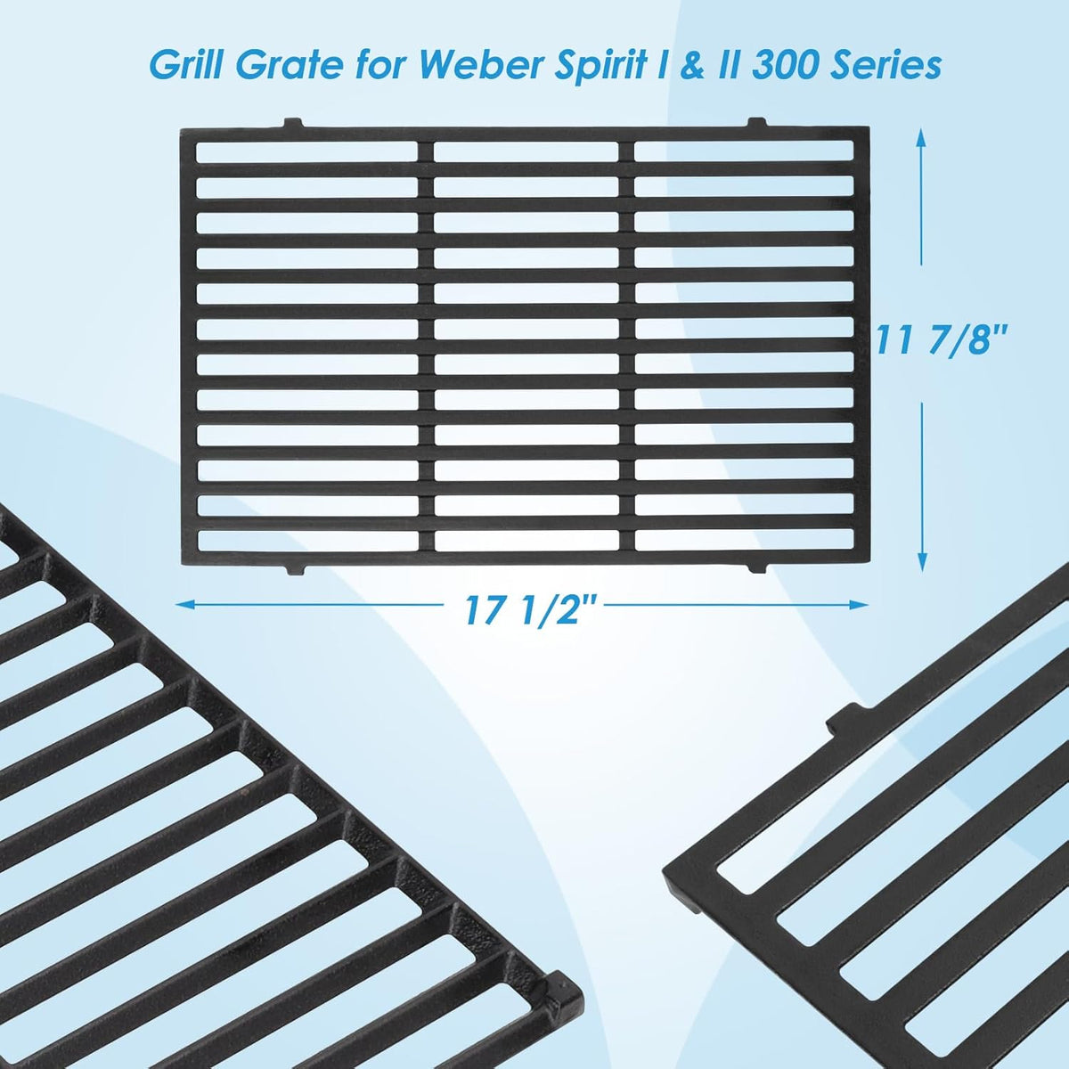7638 17.5" Grill Grates Replacement for Weber Spirit II 300 Series, for Weber Spirit 300 Grill Grates, Genesis Silver/Gold/Platinum B/C, Genesis 1000-5000 for Weber Grill Grates