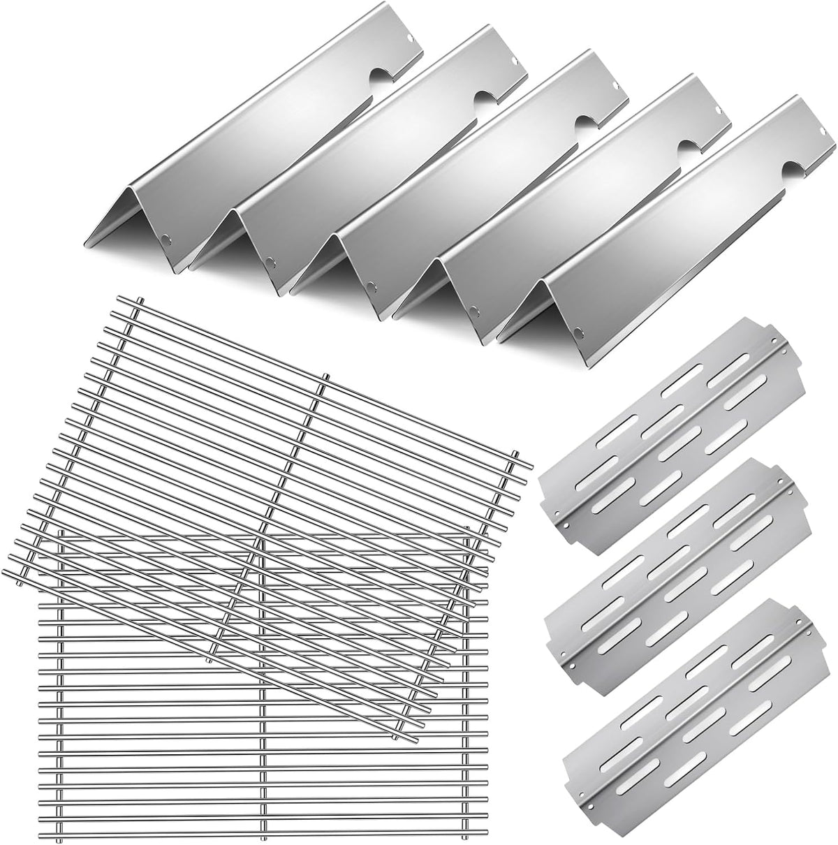 Stainless Steel 66095 Grill Grates for Weber Genesis 2 Grill Parts 66032 Flavorizer Bars 66795 Heat Deflector for Weber Genesis ii E-310 E-315 E-325 S-335 GS4 Grill Parts Replacement 18 7/8"