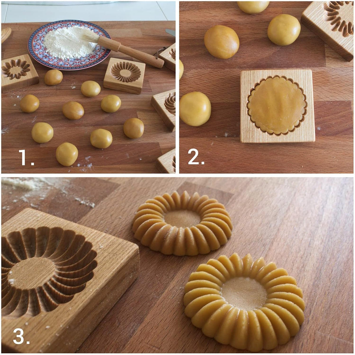 Wooden Cookie Biscuit Mold, 3D Baking Mold, Embossing Craft Decorating Baking Tool, Suitable for Halloween Thanksgiving Christmas Kitchen DIY (Shape C 10 * 10 * 2)