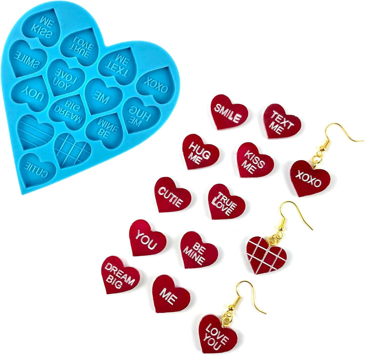 Heart Resin Molds 5pcs Valentine's Heart Silicone Resin Molds for Keychain, Epoxy Resin Casting, Jewelry Making, Valentine Cake Decoration, Cupcake Topper