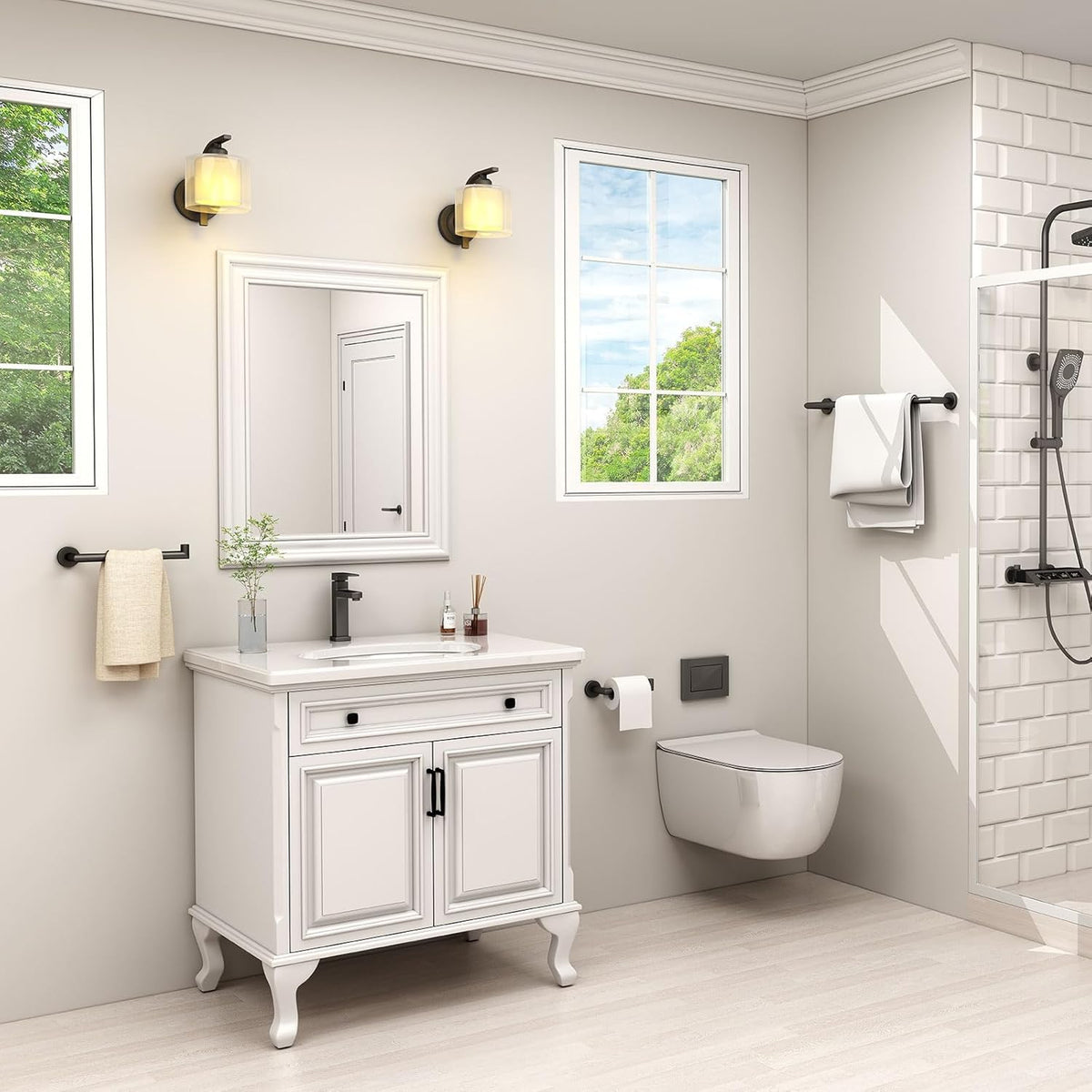 Suyar Bathroom Towel Holder, SUS 304 Stainless Steel Hand Towel Bar for Wall, Matte Black