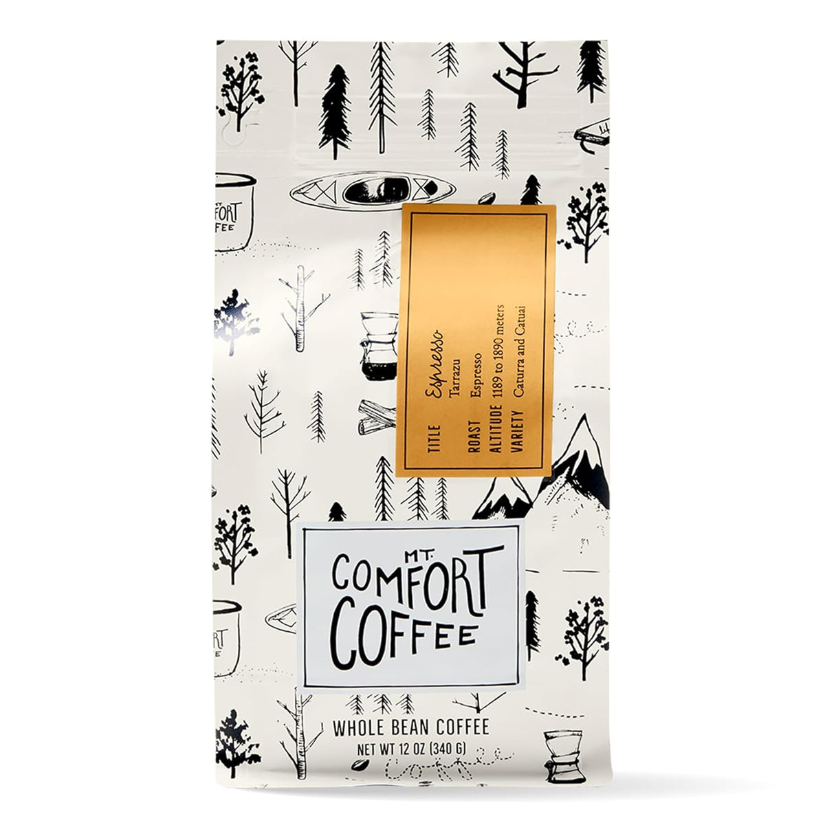 Mt. Comfort Coffee Espresso Roast, 12 Ounce - Flavor Notes of Chocolate & Caramel - Roasted Whole Beans