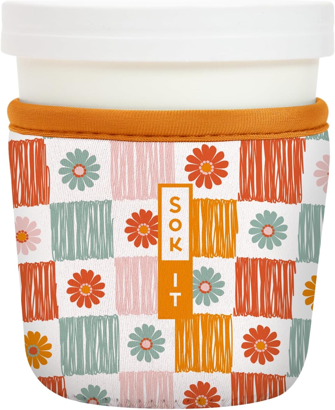 Sok It IceCreamSok Insulated Neoprene Cover (Boho Floral, Tapered Ice Cream Pints)