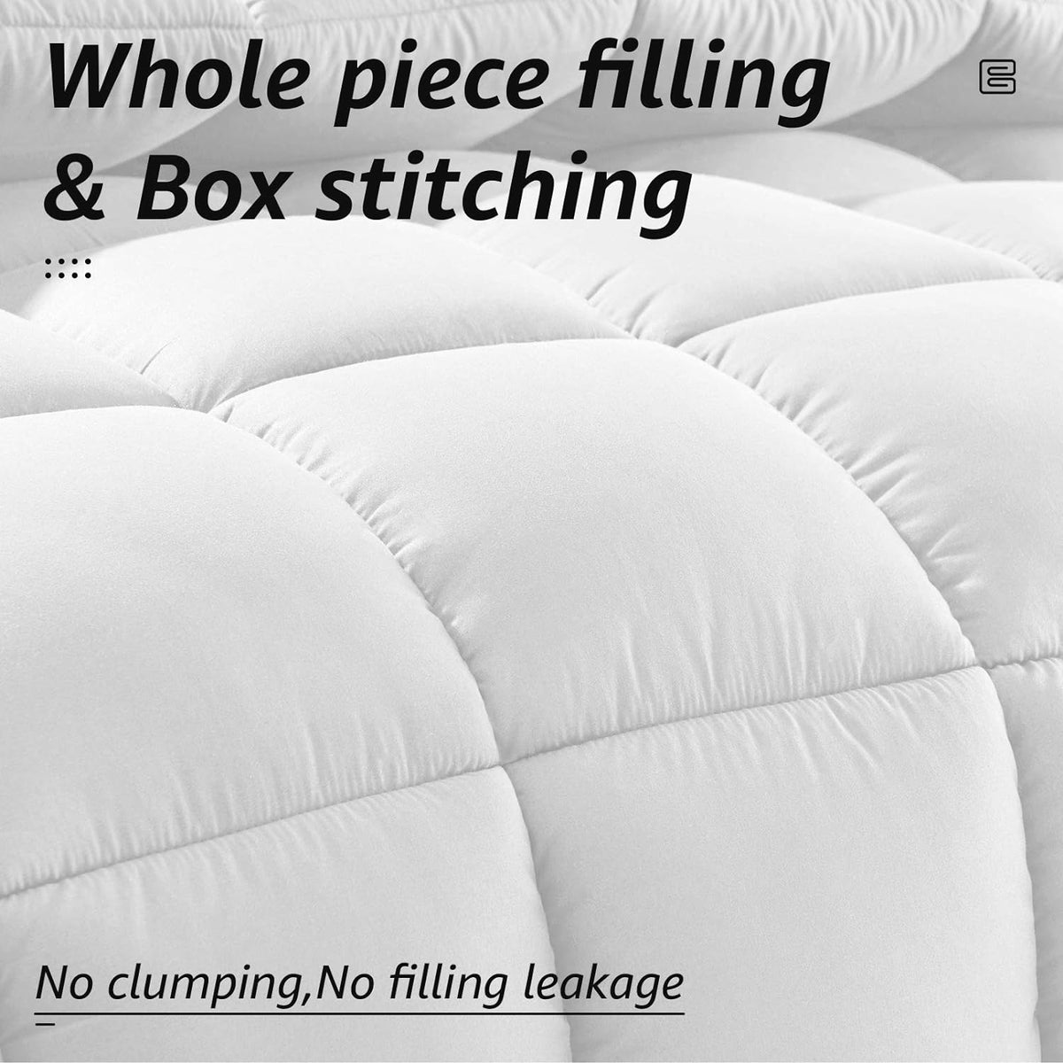 HYLEORY All Season Full Size Bed Comforter - Cooling Goose Down Alternative Quilted Duvet Insert with Corner Tabs - Winter Warm - Machine Washable - White