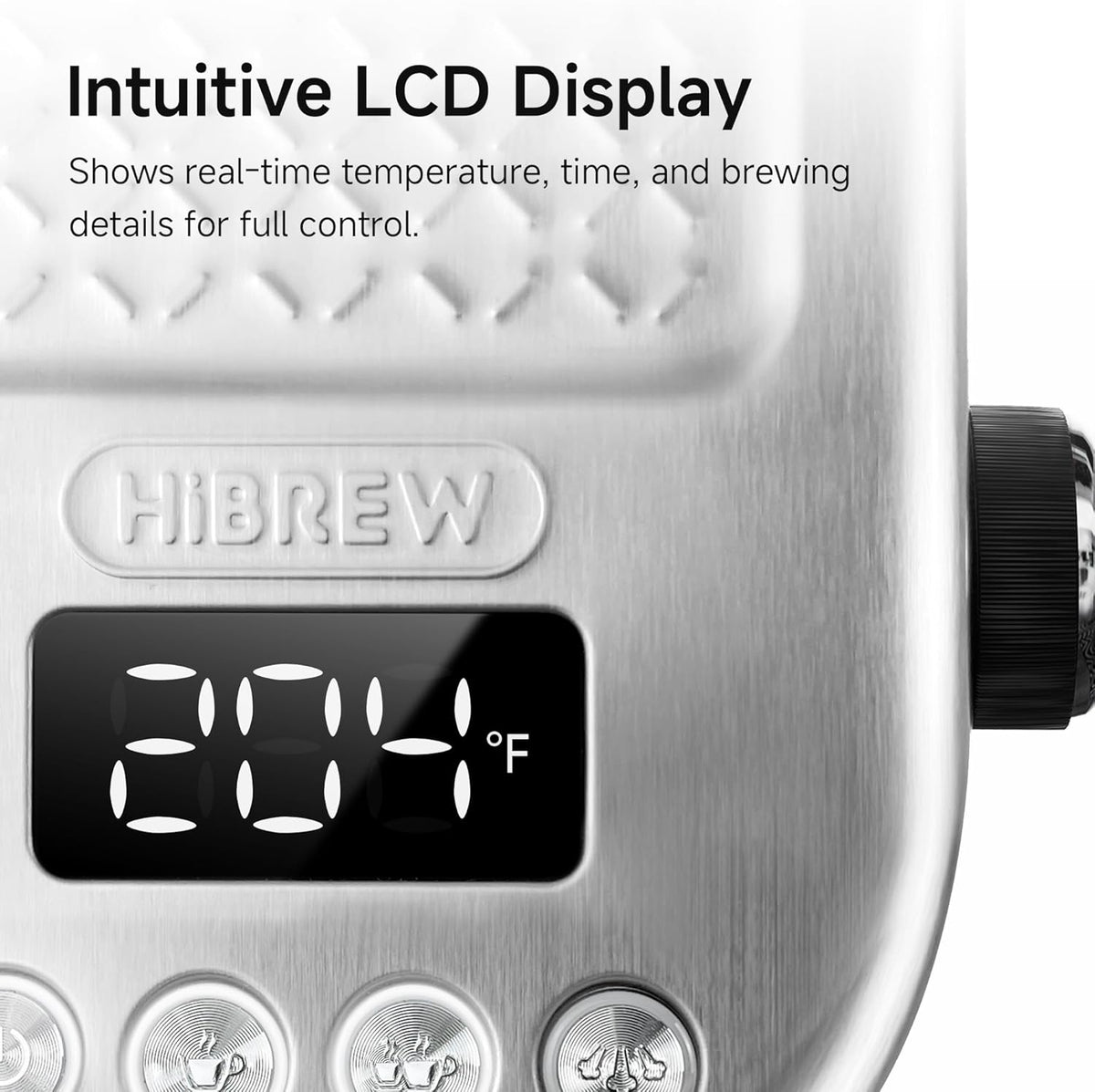 HIBREW Espresso Machine 20 Bar, Semi-Automatic Cappuccino Maker with Milk Frother for Latte Art, Adjustable Temperature & Water Volume, with Display, Pressure Gauge & Stainless Steel Body