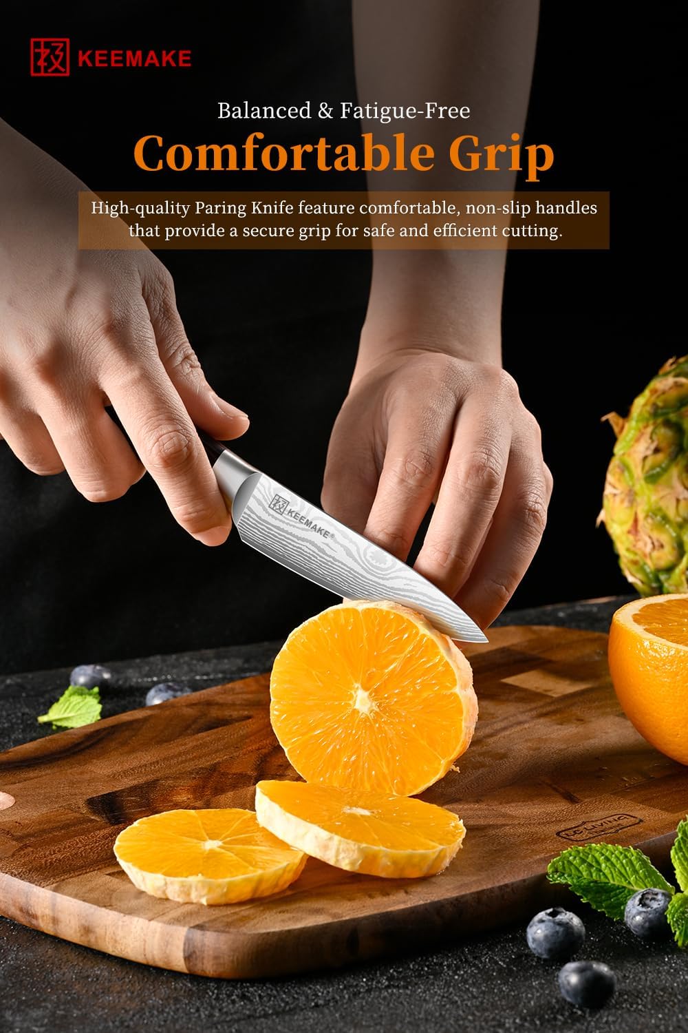 KEEMAKE 3.5 Inch Paring Knife - Ultra Sharp Fruit Knife High Carbon Stainless Steel Small Kitchen Knives for Peeling Slicing with Ergonomic Handle with Elegant Gift Box