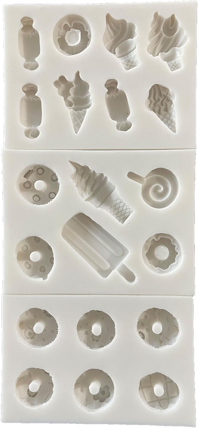 Lovely Small Items Silicone Fondant Molds Set For Cake Topper, Gumpaste, Candy & Chocolate, Polymer Clay and More (Snack Food)