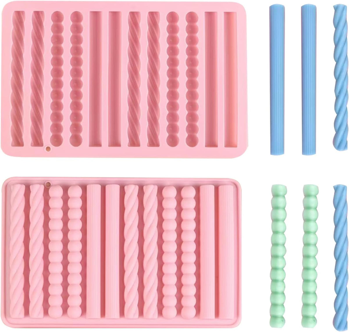 2Pcs oat bar mold - 12 long biscuit molds- Chocolate silicone mold for baking candies/energy bars, cheesecake, dried fruit cereal cookies (2, Pink)