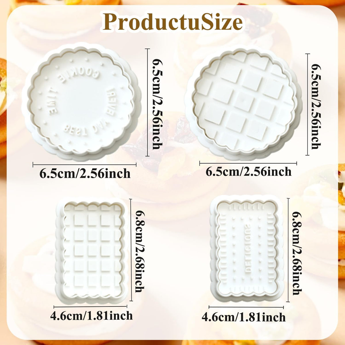 4 Pcs Cookie Press Mold, Waffle Cookie Stamp Mold, With Cute Cat Paw Shaped Plunger Stamp, Easy to Use, for Treats DIY Baking, Cake, Pastry