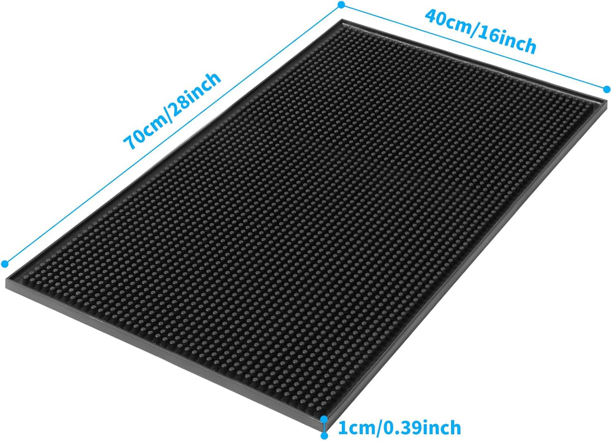 Extra Large (28 inch by 16 inch) Thick Rubber Service Bar Mat for Home Kitchen Counter Mat, Bartender Bar Mat, Dish Drying Mat, 1 Pack Black