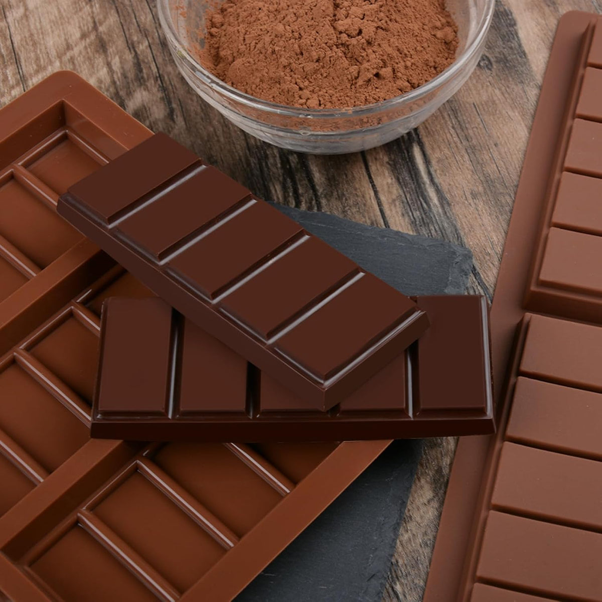 Chocolate Bar Mold, Deep Silicone Bar Mold for Stuffed Chocolate Bar, Wax Melt, Candy Bar Mold 1 Pack (5 Snap)