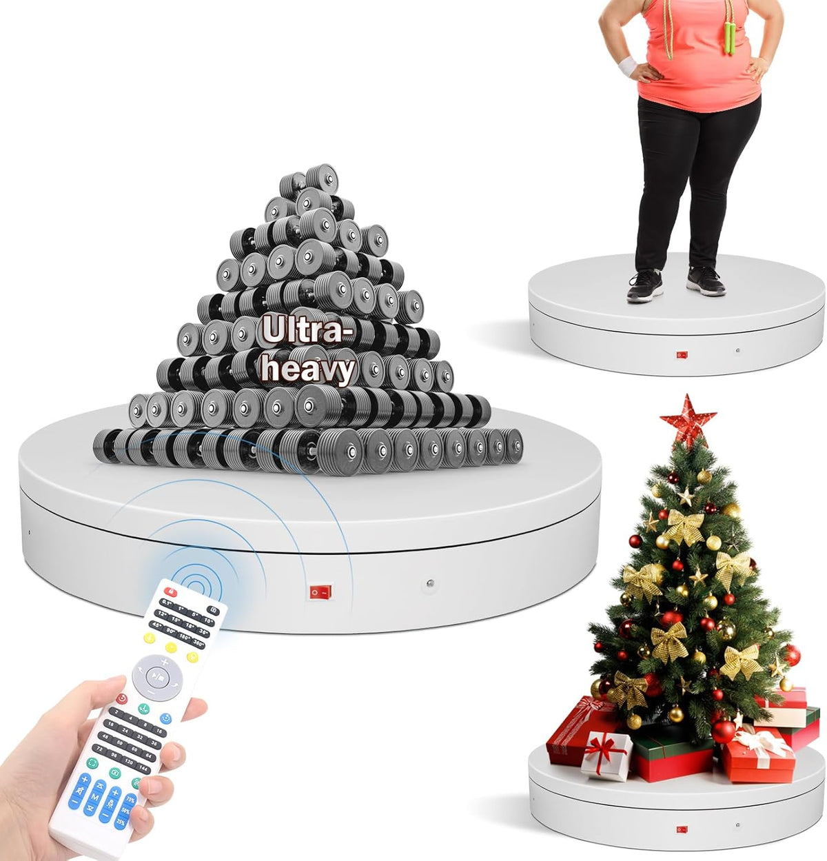19.7In Remote Large Motorized electric turntable Rotating platform Photography Turntable Motorized lazy susan Base giratoria para for Photography,3D Scanner,Heavy duty display(Load Range:220~500lbs)