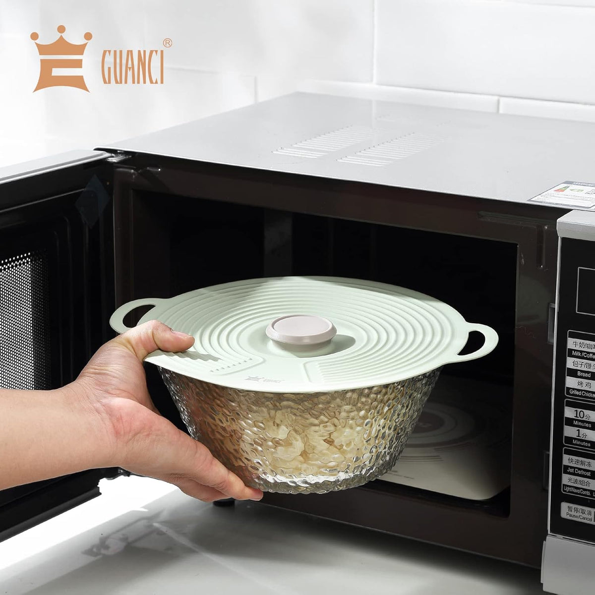 GUANCI Silicone Lids for Bowl 8 Pack, Microwave Splatter Cover with 6 Sizes Reusable Heat Resistant Lids Fits Cups, Bowls, Plates, Pots, Pans, Skillets, Stove Top, Oven, Fridge Dishwasher Safe