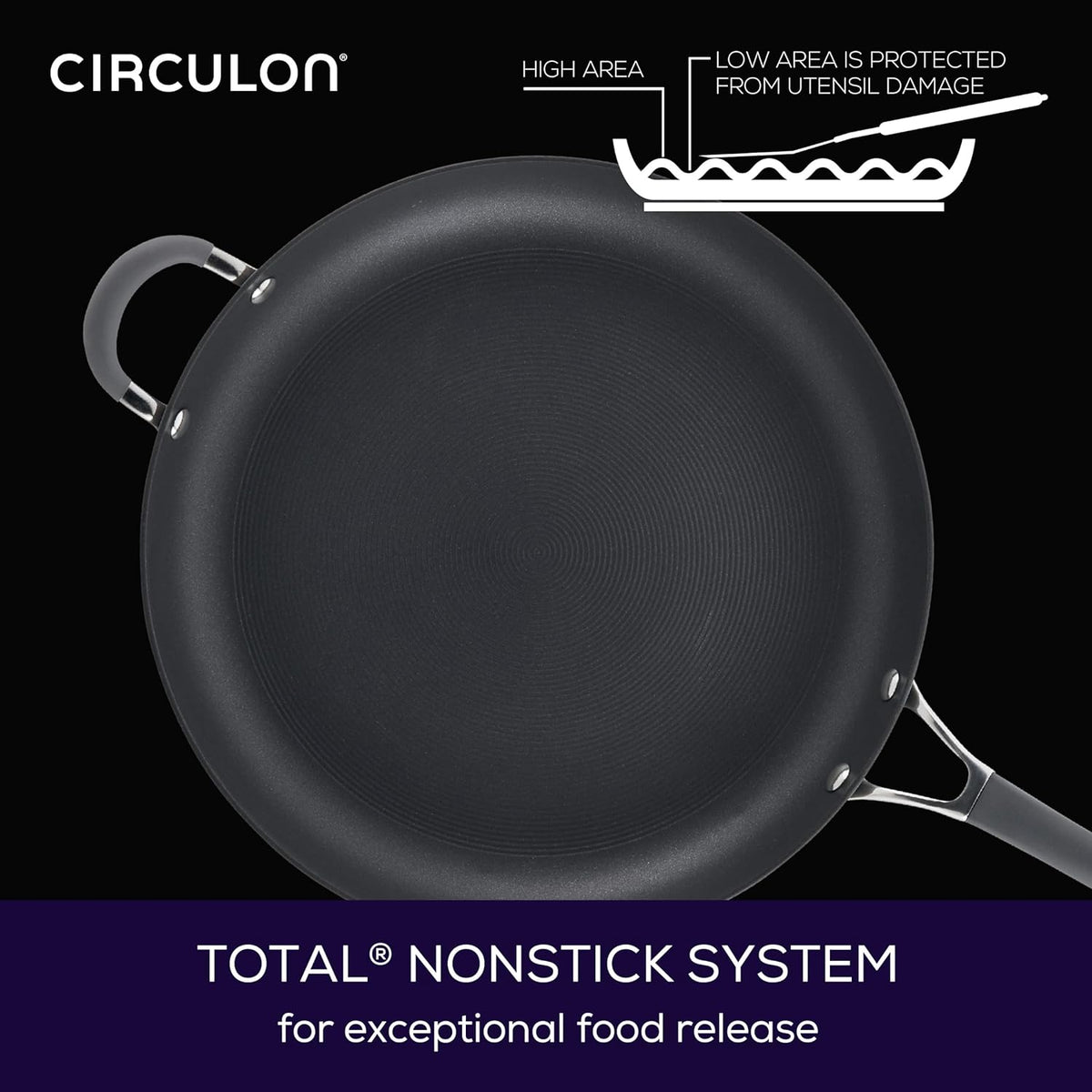 Circulon - 83906 Circulon Radiance Hard Anodized Nonstick Frying Pan / Fry Pan / Hard Anodized Skillet with Helper Handle - 14 Inch, Gray