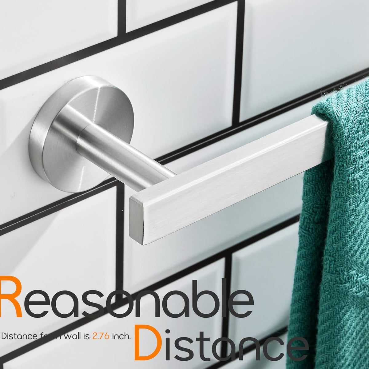 20 Inch Bathroom Towel Bar Bath Towel Rack Kitchen Towel Holder Towel Shelf Wall Mounted SUS304 Stainless Steel Brushed Nickel AN4001BR-L20