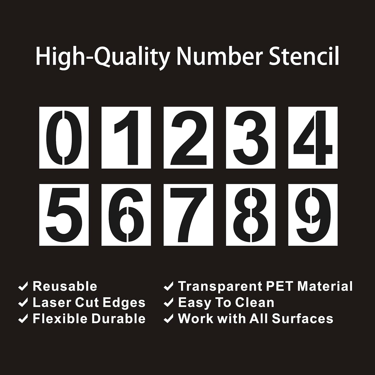 2 Inch Plastic Number Stencils - Reusable Digital Templates for Cake, Address, Painting