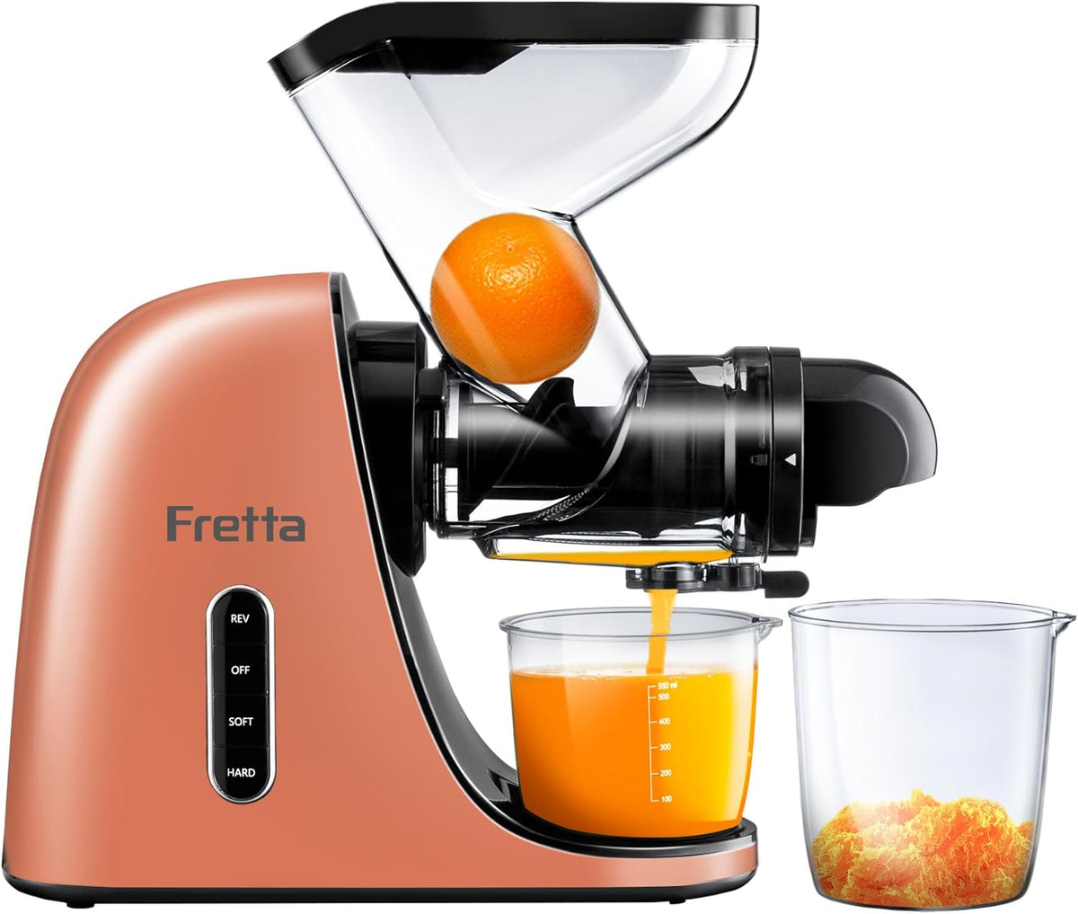 Cold Press Juicer,Juicer Machines Vegetable and Fruit with 3'' Feeding Chute, Masticating Slow Juicer, Juice Extractor, Easy to Clean,2 Speed, BPA-Free, 200W (Orange)