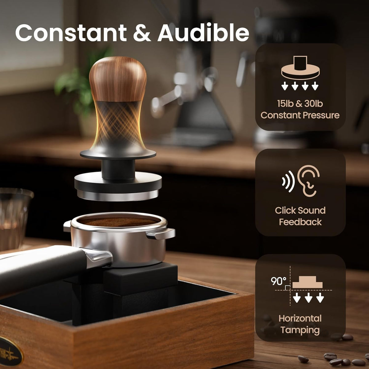 MHW-3BOMBER 58mm Espresso Tamper - 3 Spring Loaded Coffee Tamper with 15lb / 30lbs Replacement Springs - Barista Calibrated Tamper with Sound Feedback - Compatible with 58mm Portafilter T6172T-OS