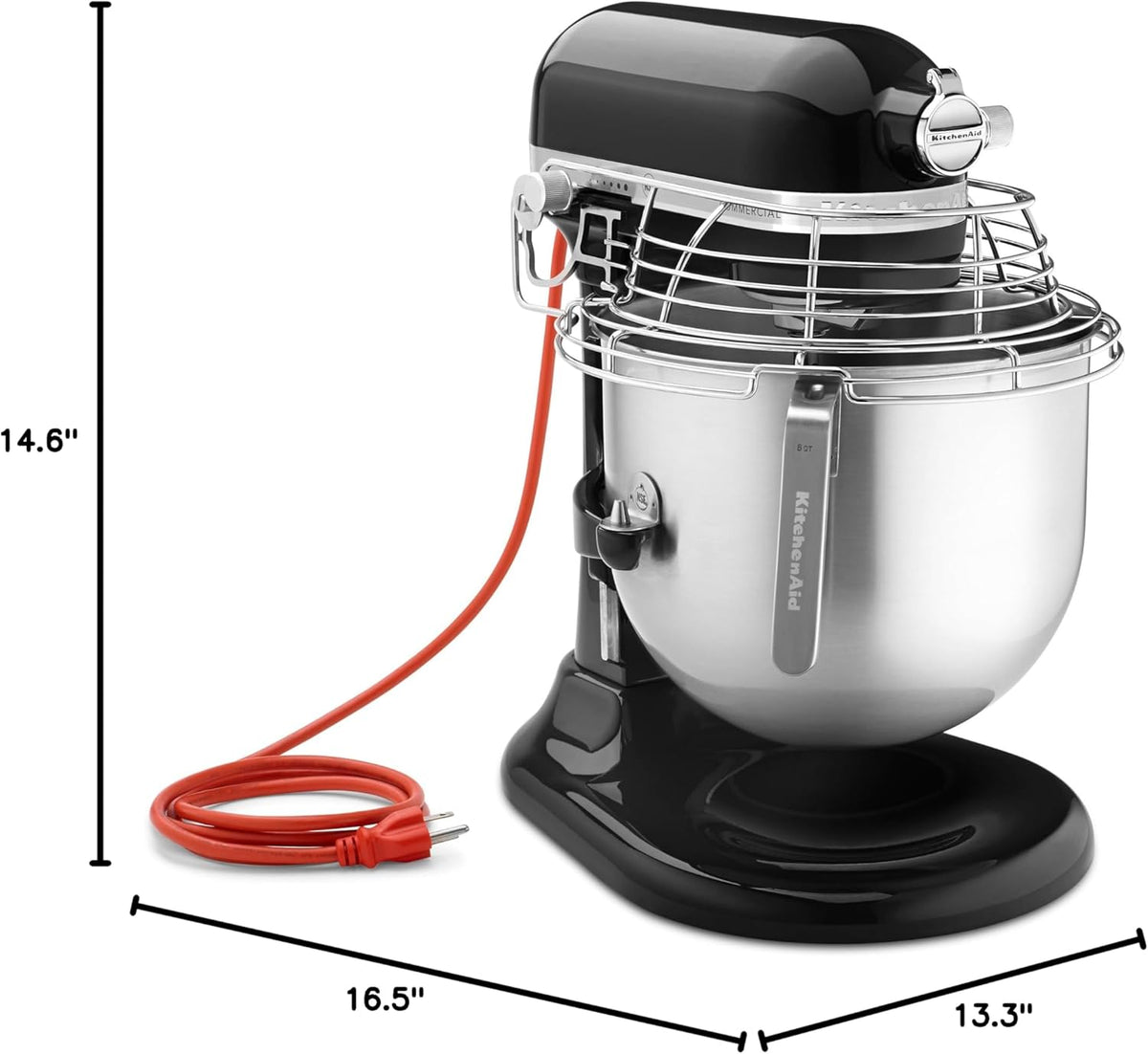 KitchenAid KSMC895OB 8-Quart Commercial Countertop Mixer with Bowl-Guard, 10-Speed, Gear-Driven, Onyx Black