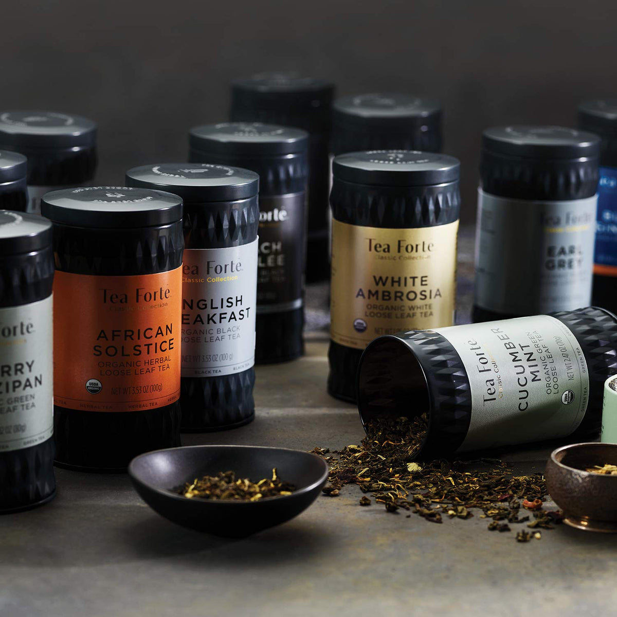 Tea Forte Hibiscus Blossom Premium Organic Loose Leaf Caffeine-Free Herbal Tea Blend Canister, Makes 35-50 Cups