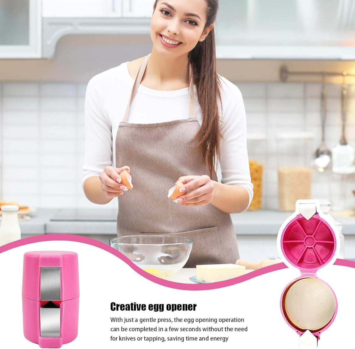 Egg Topper Cutter Tool Egg Cracker Tool Egg Shell Opener Hard Boiled Egg Peeler Egg Shell Opener for Hard Boiled Eggs Egg Cracker Tool For Eggs Kitchen Gadgets (2, Pink)