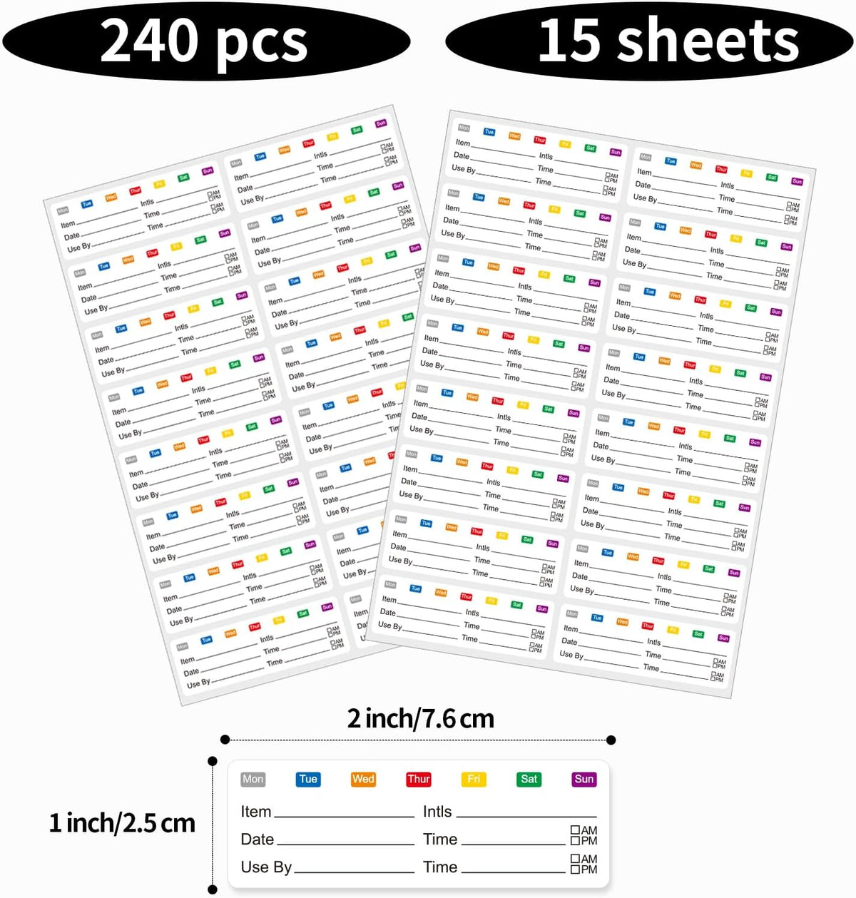 STARLIBOO Removable Multicolor Labels, Blank Stickers for Food Containers, 1x3 Inch, Waterproof, Easy Peel Off (240 Labels)