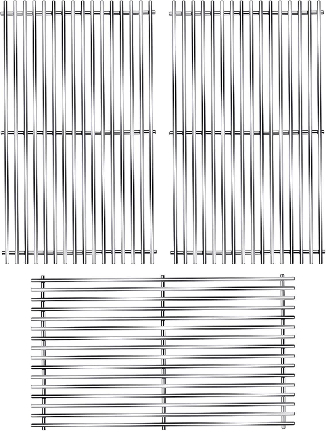 Grill Grates Parts for Weber Genesis Grill 66089, 66097, Weber Genesis II E-410, S-410, E/S-415, E/S-435, LX E/S-440, 18” Stainless Steel Grids BBQ Gas Grill Replacement Parts
