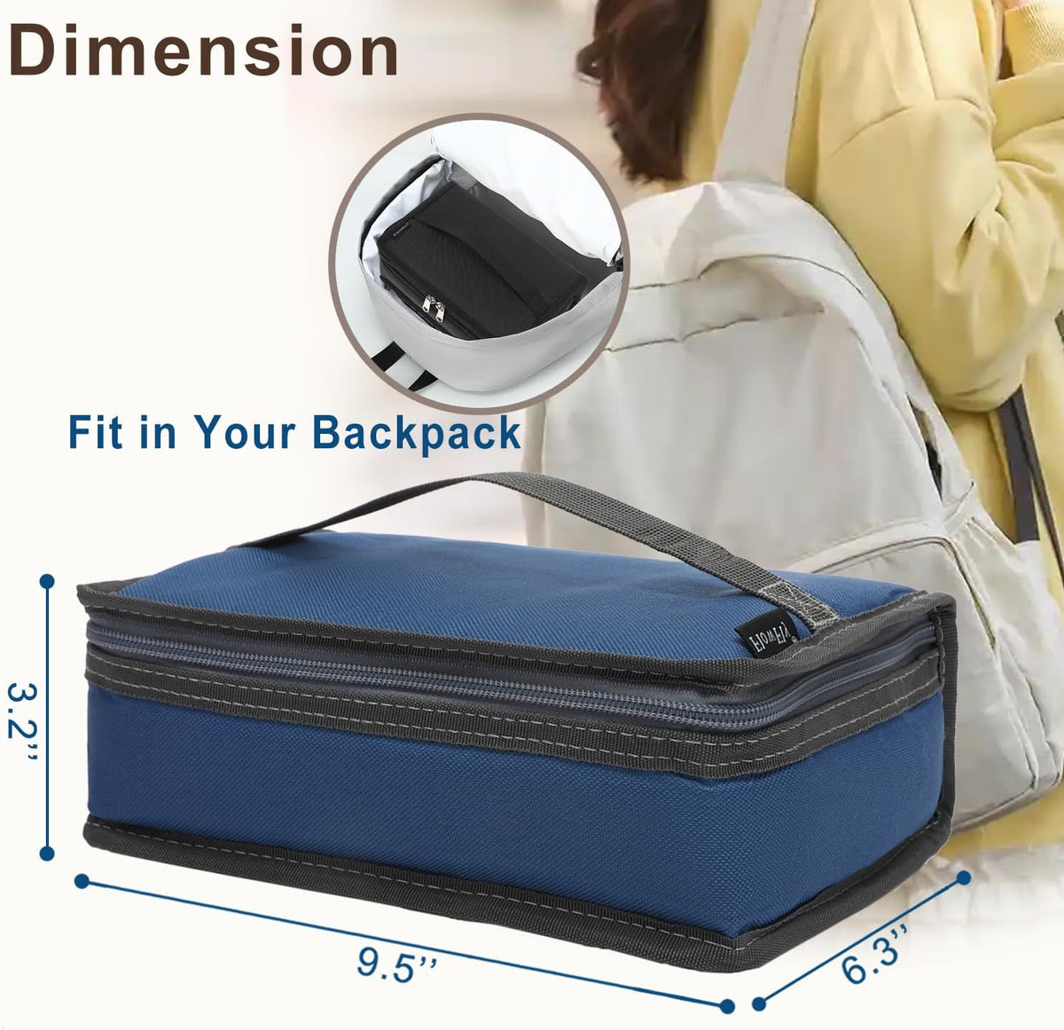 FlowFly Small Insulated Lunch box Portable Soft Bag Mini Cooler Thermal Meal Tote Kit with Handle for Work & School, Cyan