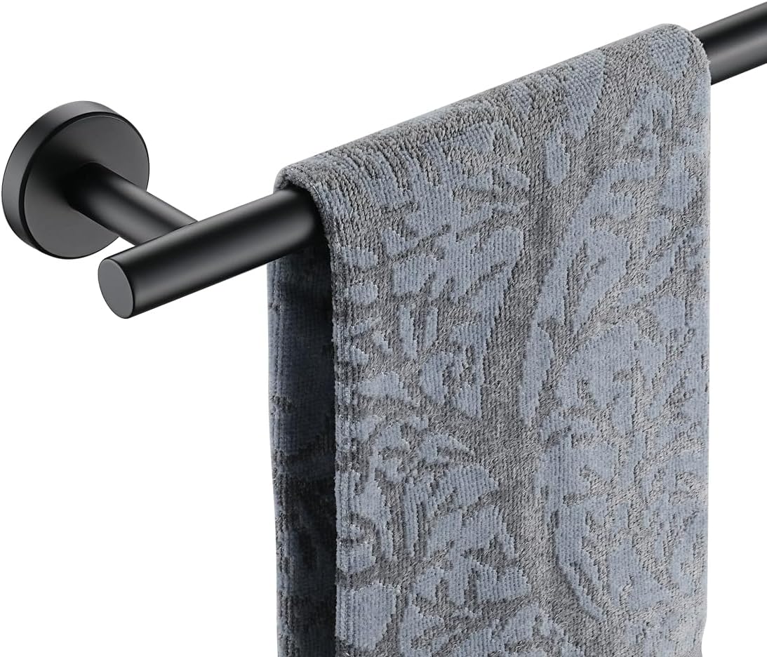 JQK Black Bath Towel Bar, 30 Inch 304 Stainless Steel Thicken 0.8mm Towel Rack Bathroom, Towel Holder Matte Black Wall Mount, Useable Length 27 Inch, TB110L27-PB