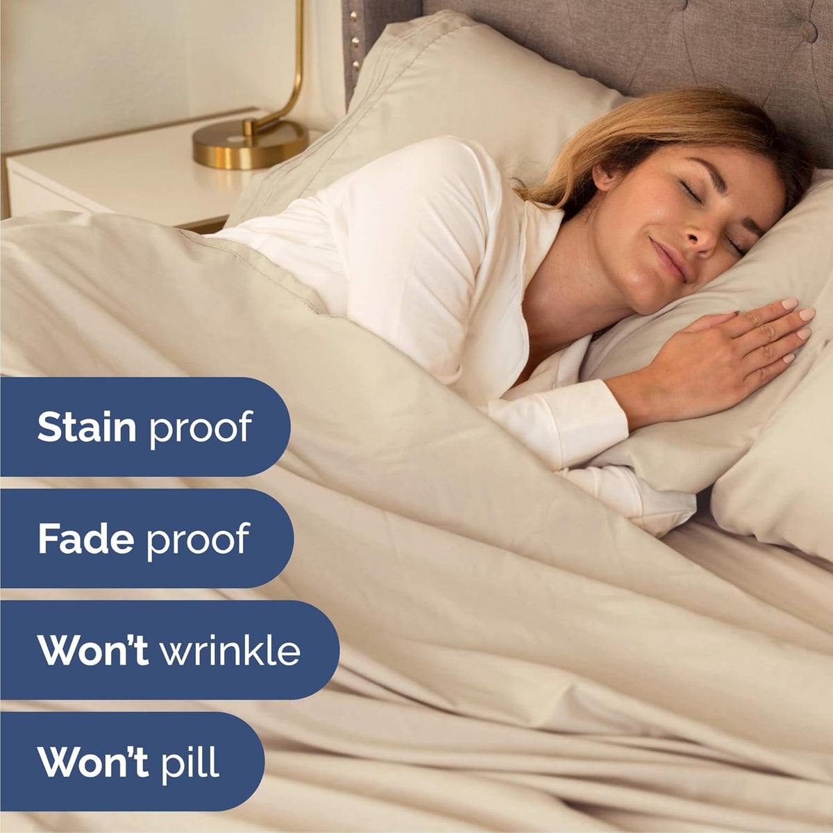 Cal King Size 4 Piece Sheet Set - Comfy Breathable & Cooling Bed Sheets Set - Hotel Luxury Bedding for Women, Men, Kids, Teens, Boys & Girls - Deep Pockets, Ultra-Soft, Wrinkle Free - Oeko-Tex - Wheat