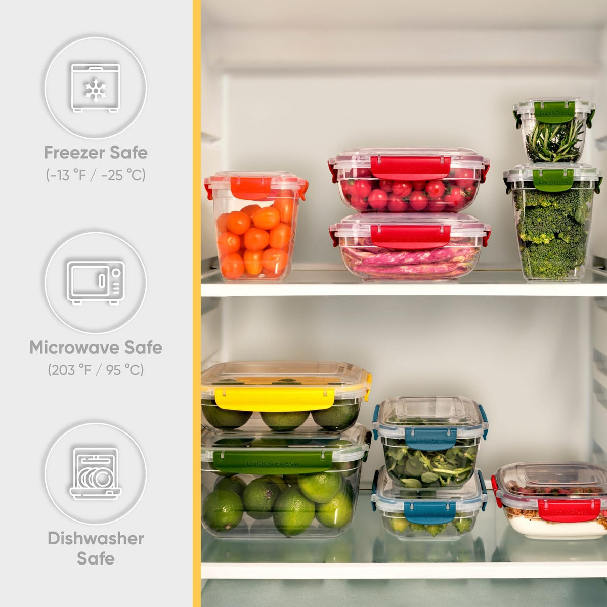 Superio Plastic Food Storage Containers with Airtight Lids, 4 Pack- 80 Oz, BPA Free, Leakproof, Stackable, Microwave, Dishwasher, Freezer Safe, Orange
